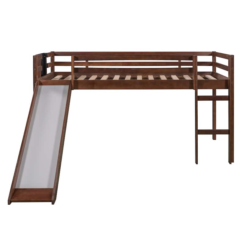 Loft Bed Wood Bed with Slide, Stair and Chalkboard
