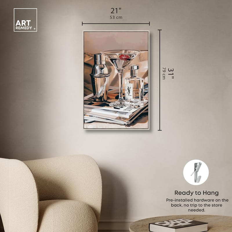 Martini Magazine Stack Canvas by Art Remedy