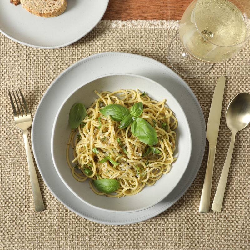 Gibson Elite Menlo Park 16-Piece Pottery Clay Stoneware Dinnerware Set - Reactive Glaze, Embossed, Service for 4