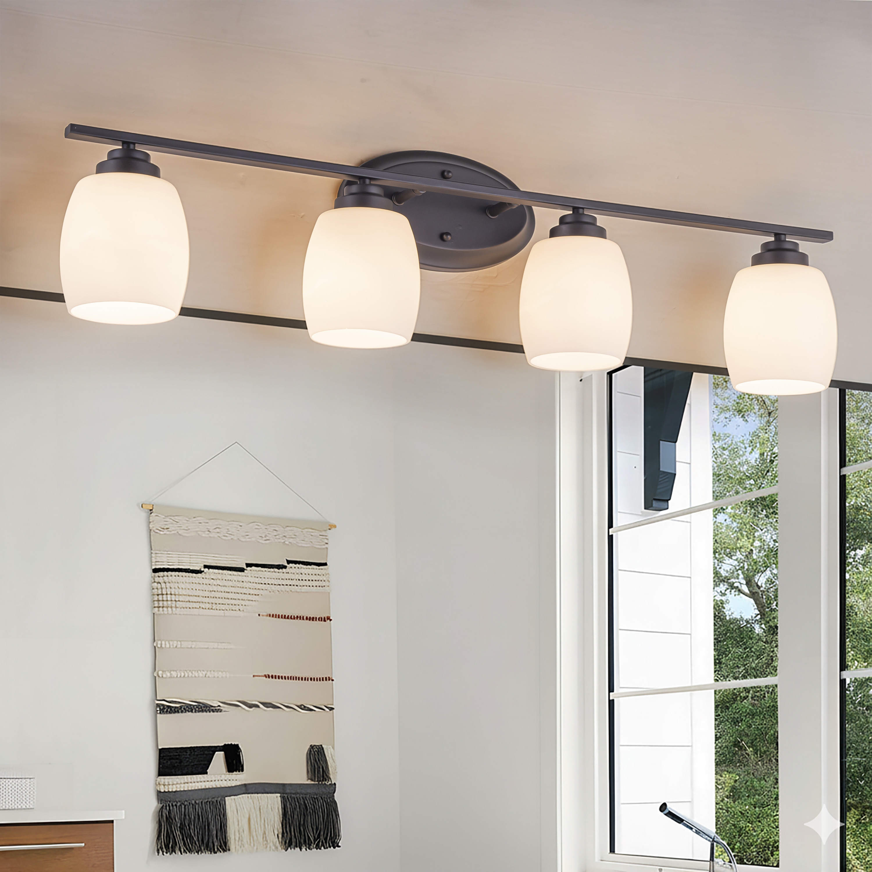 C Cattleya Vanity Light Indoor Wall Sconce Light with White Opal Glass