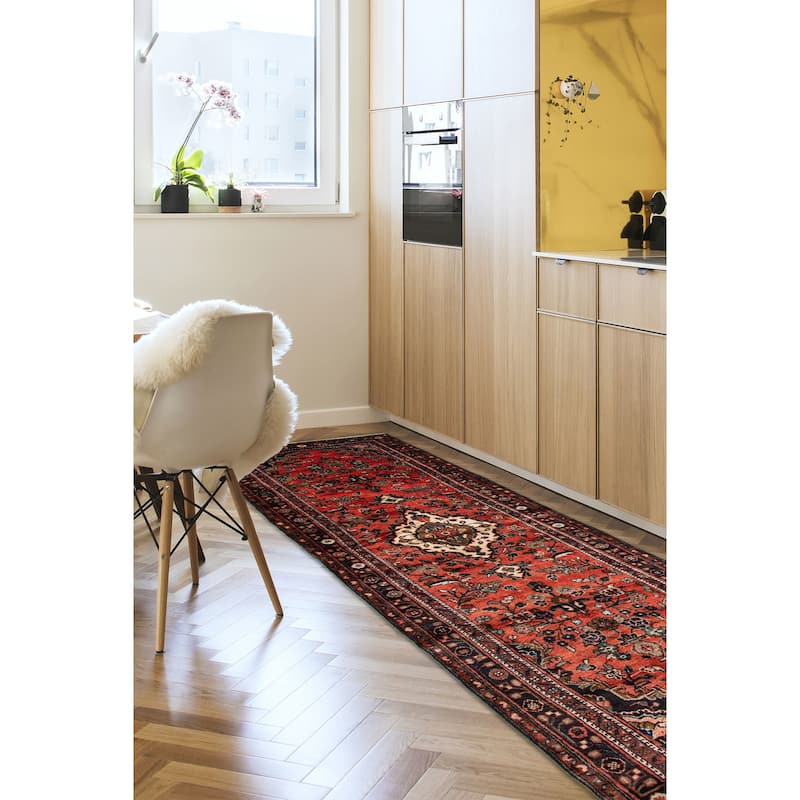ECARPETGALLERY Hand-knotted Andelz Red Wool Rug - 3' 7" x 10' 4"