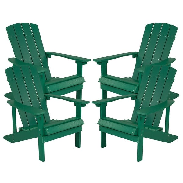 slide 2 of 18, All-weather Poly Resin Wood Outdoor Adirondack Chair (Set of 4) Green