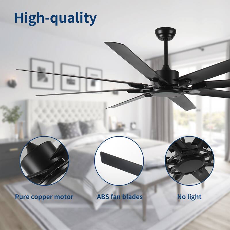 72 Inch 6 Speed Ceiling Fan No Light with Remote Control, Reversible Airflow Ceiling Fan with 3 Down Rods (10/16/24 in)