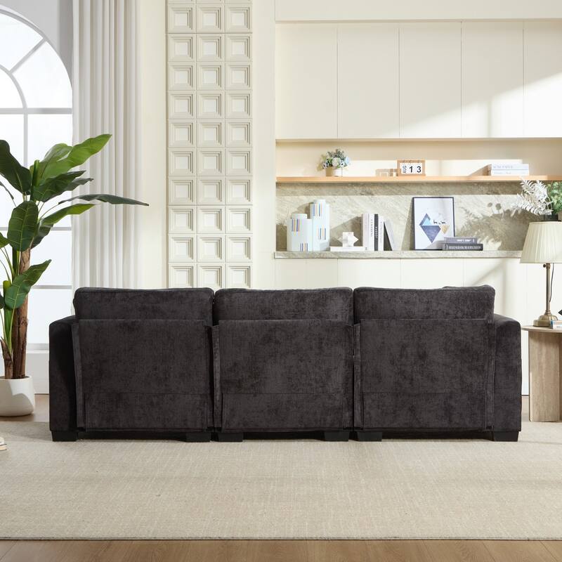97" L-Shaped Chenille Sectional Sofa with Movable Storage Ottoman