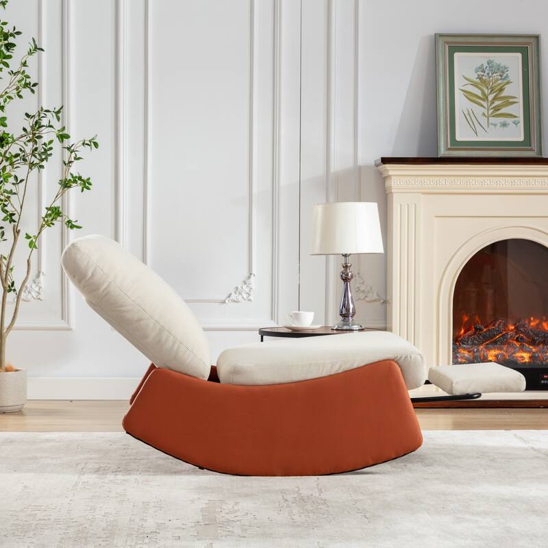 Modern Rocking Chair Upholstered Lounge Chair with Footrest
