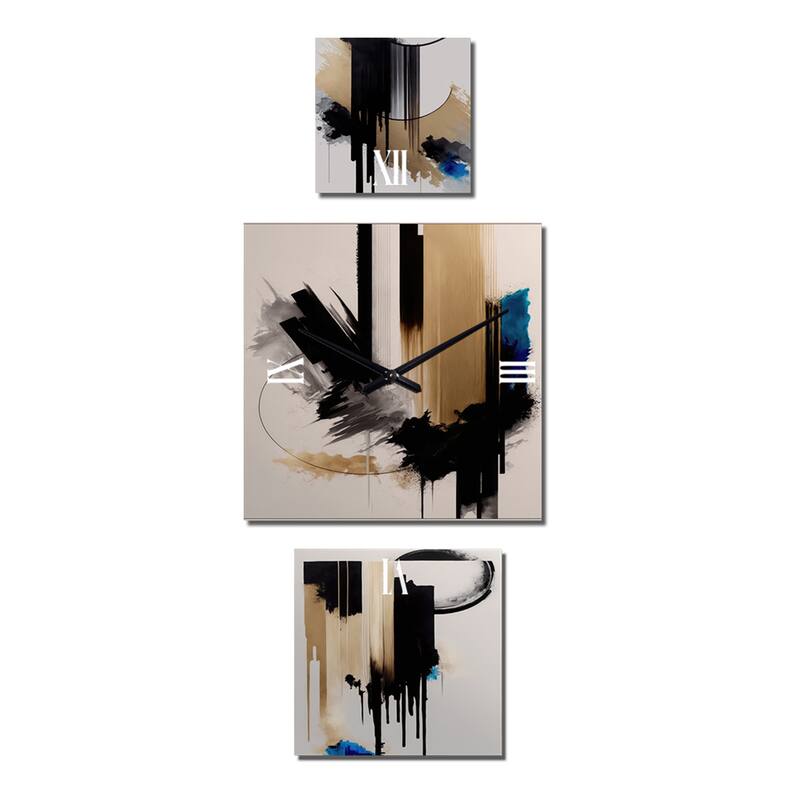 Designart "Blue Minimalist Abstract I" Minimalism Clock For Living Room Décor - Large Modern Wall Clock