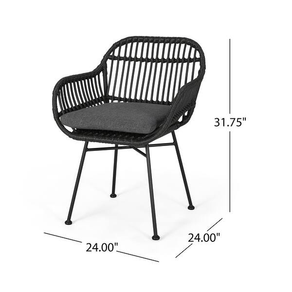 dimension image slide 1 of 2, Orlando Faux Rattan Chairs (Set of 2) by Christopher Knight Home