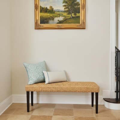 Made4Home Valencia Water Hyacinth & Acacia Wood Entryway Bench