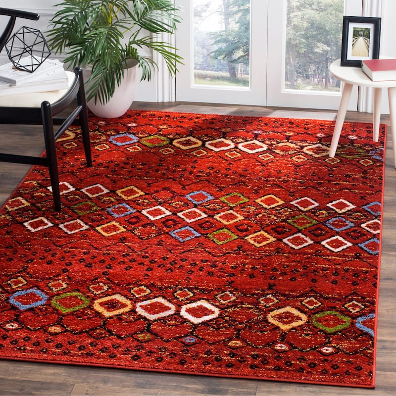 SAFAVIEH Amsterdam Bridget Moroccan Boho Rug - 6'7" Square - Terracotta/Multi - Square