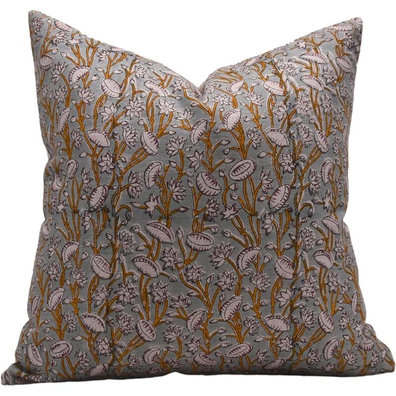 Fabdivine Linen Outdoor Sofa Block print pillow Cover - Pillow Covers - 16" x 16"