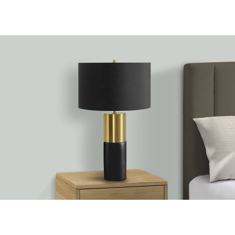 Lighting, 25"h, Table Lamp, Black Concrete, Black Shade, Contemporary