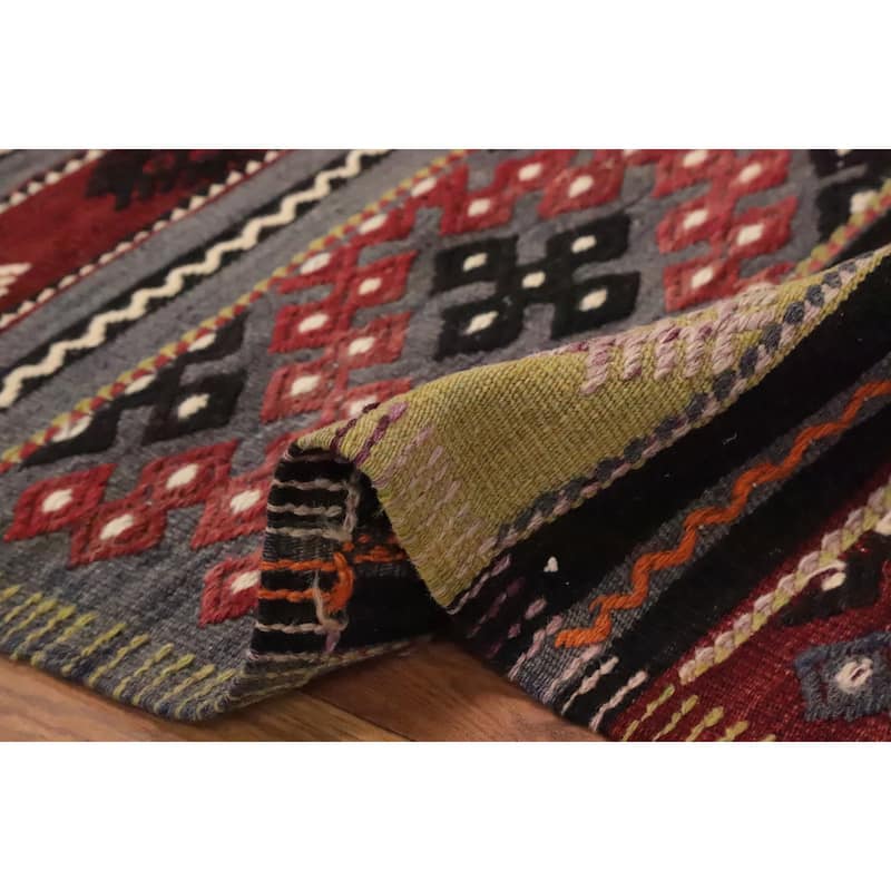 Hand Woven Oriental 100% Wool Carpet Southwestern Tribal Multi-Colored Kilim Area Rug - 10' 2'' X 5' 7''