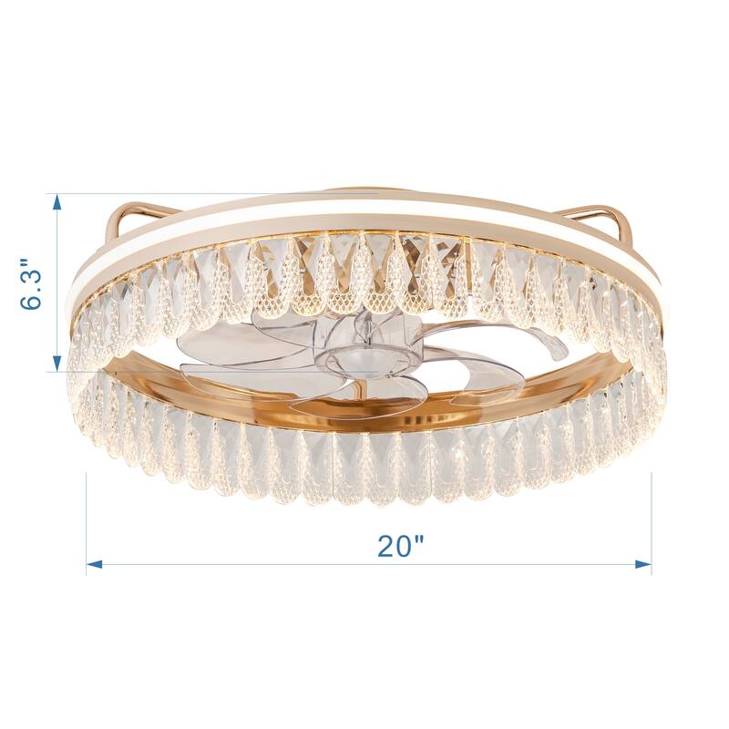 20-In LED Rosa Gold Chandelier Ceiling Fan with Light Remote(7-blade)