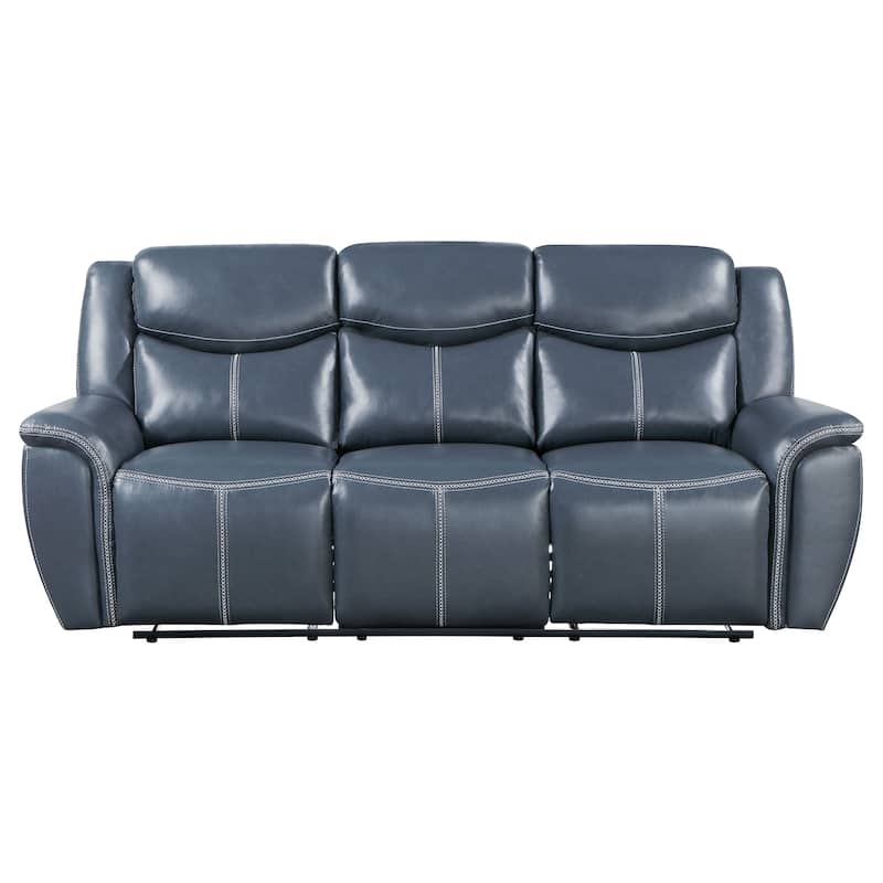 Sloane Upholstered Padded Arm Reclining Sofa Blue