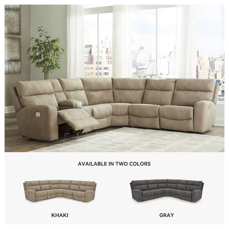 Signature Design by Ashley Next-Gen DuraPella 5-Piece Power Reclining Sectional - 105.5"W x 104.5"D x 42"H