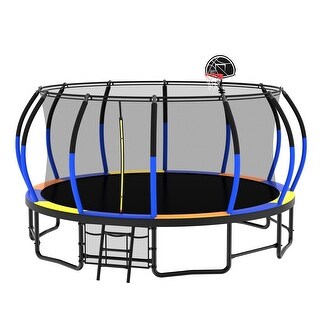 16ft Blue Round Outdoor Trampoline with Enclosure Net