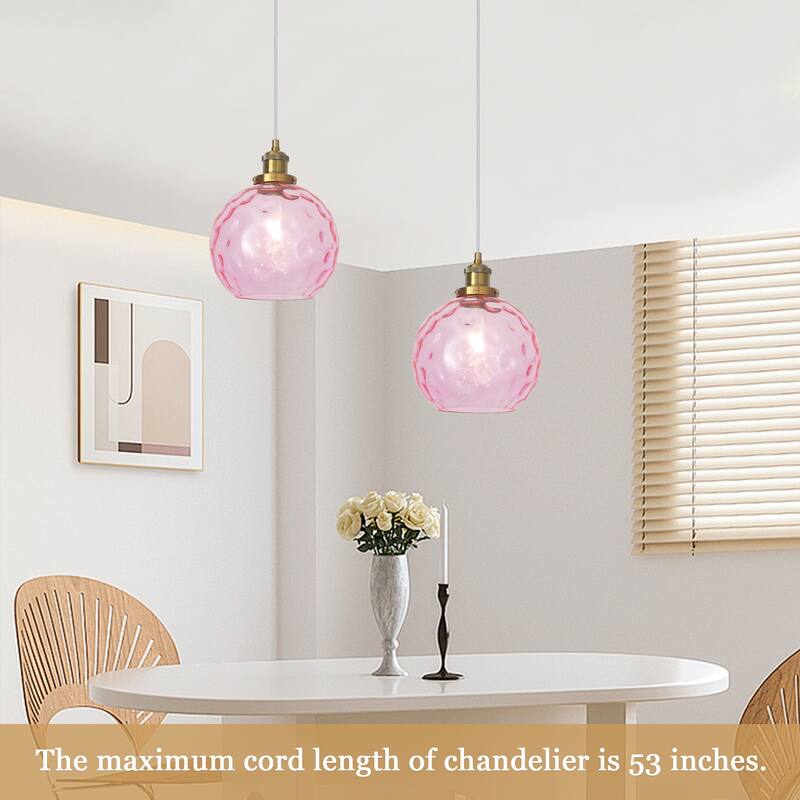 1-Light Glam Modern Metal Hanging Foyer Pendant Light with Glass Shade for Kitchen Island