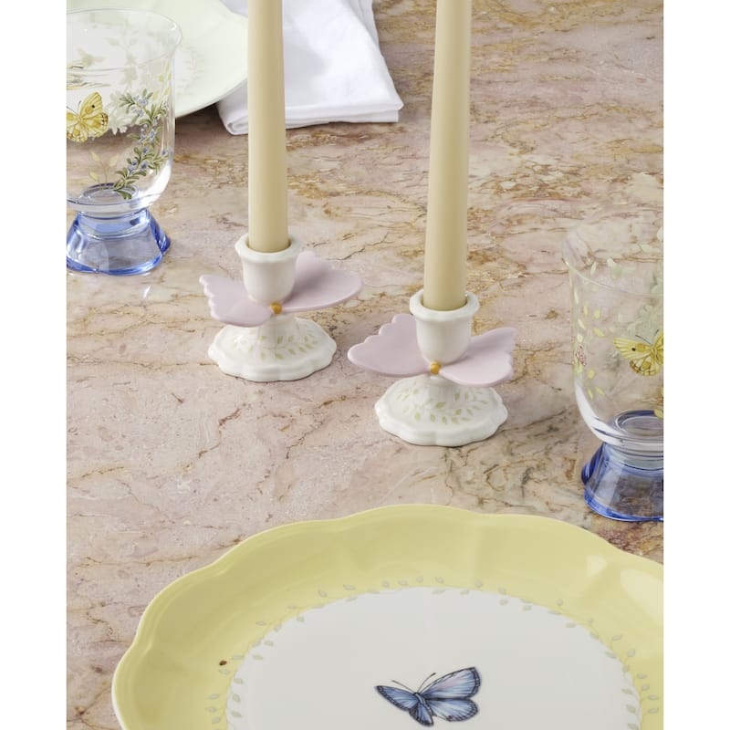 Lenox Butterfly Meadow Candlestick Holders, Set of 2 - 1.438" Round
