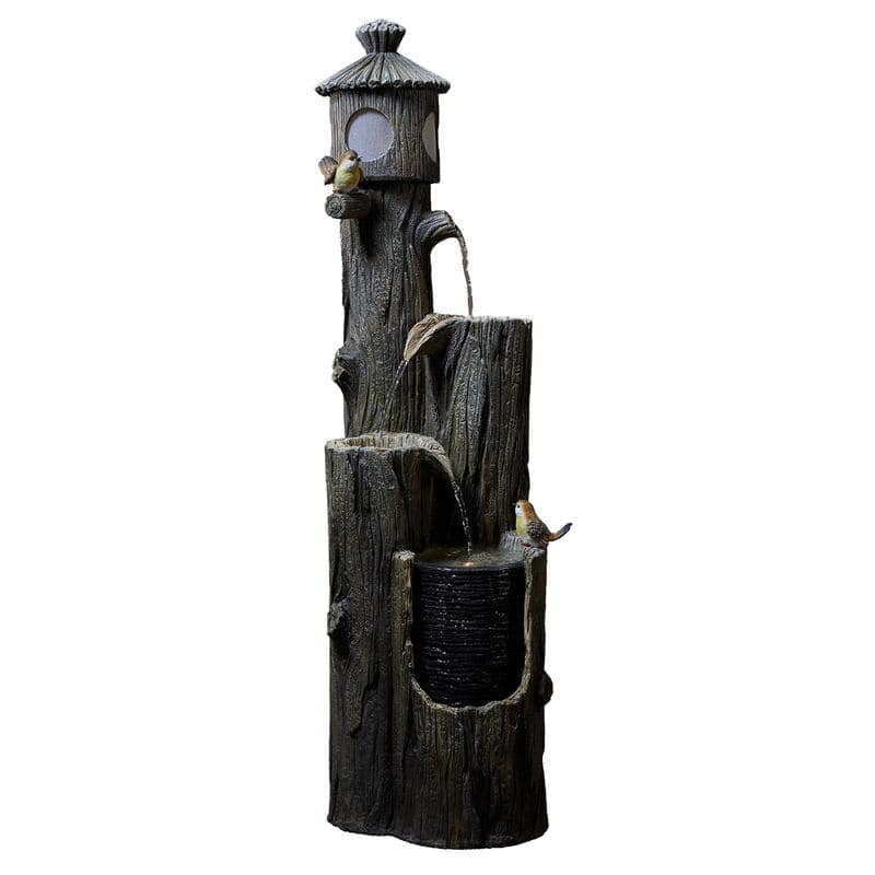 Outdoor 3 Tier Bird and Birdhouse Fountain with ETL Auto Protection