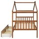 preview thumbnail 48 of 72, Creativity House Bed Twin Size Frame with 2 Wood Drawers for Boys Girls, Wood Platform Bed with Roof No Box Spring Needed