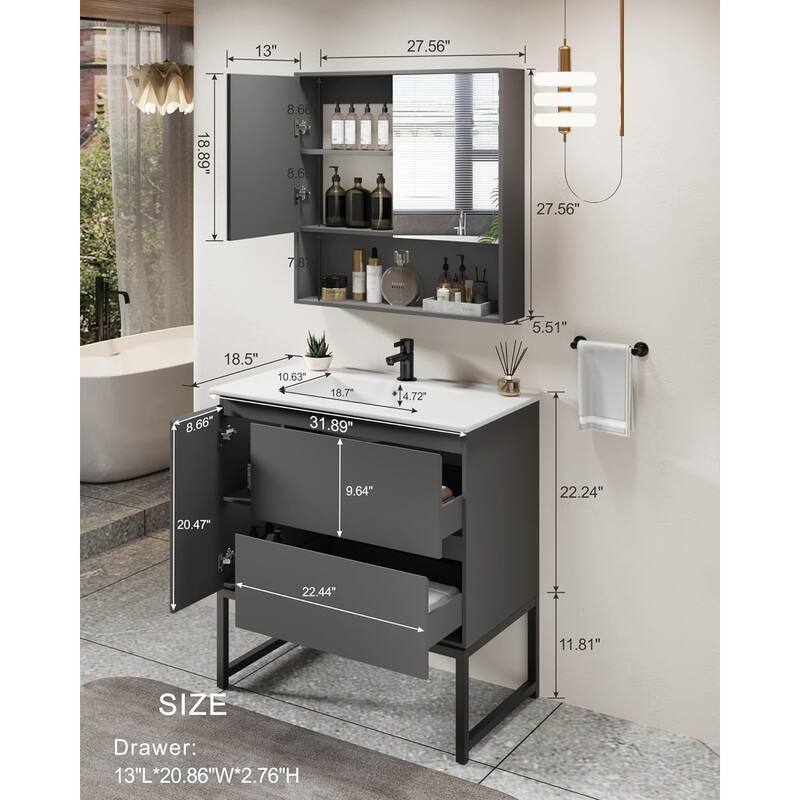 32''Bathroom Vanity with Single Sink