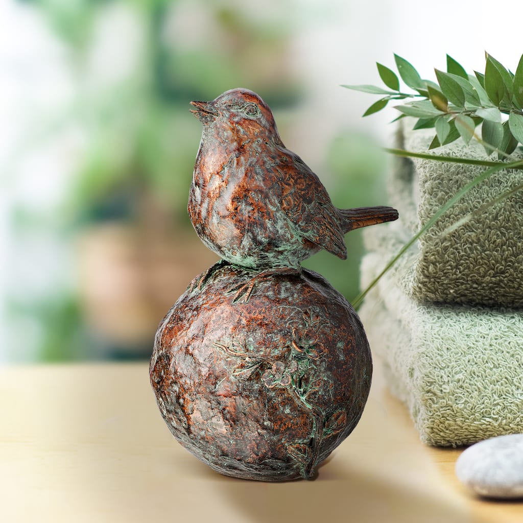 Bird On Floral Orb 8" - 8