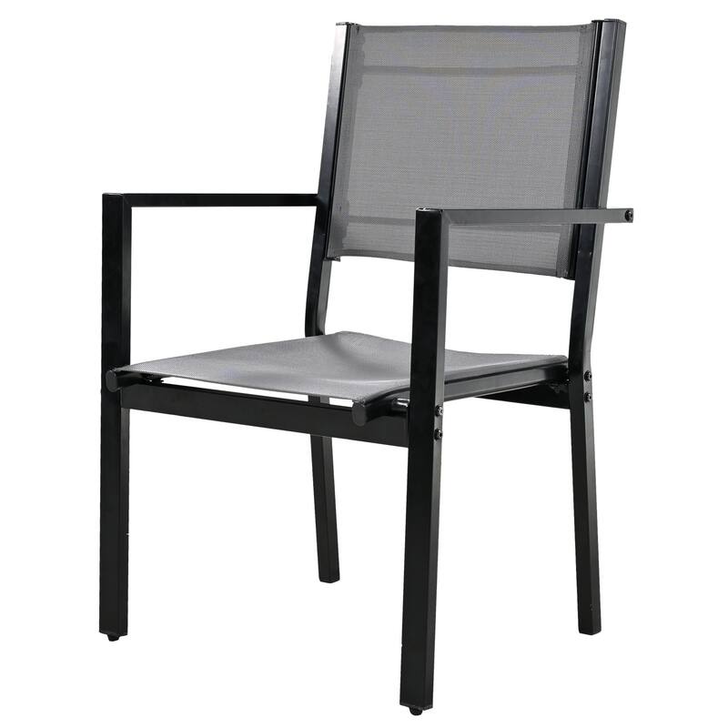7 Pcs Outdoor Steel Dining Table and Chair Set, All Weather Patio Furniture Set with Rectangular Table and 6 Dining Chair