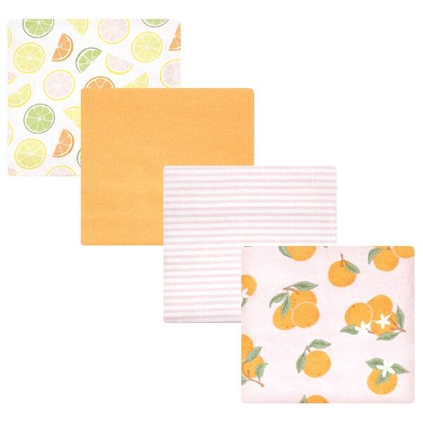 slide 1 of 1, Hudson Baby Infant Girl Cotton Flannel Receiving Blankets, Citrus Orange, One Size - Citrus Orange - One Size One Size - Citrus Orange