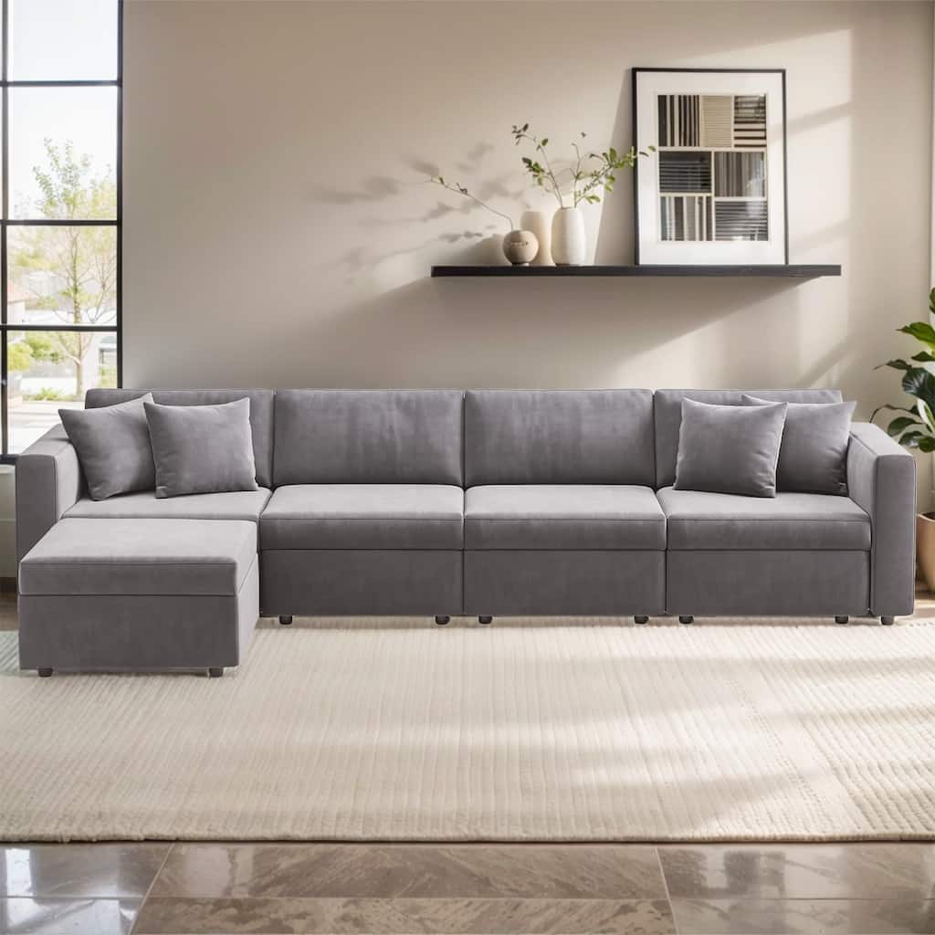 Pocassy Cloud Sectional Couch Upholstered Velvet Couches