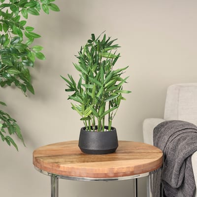 Green Faux Foliage Artificial Plant with Black Plastic Pot