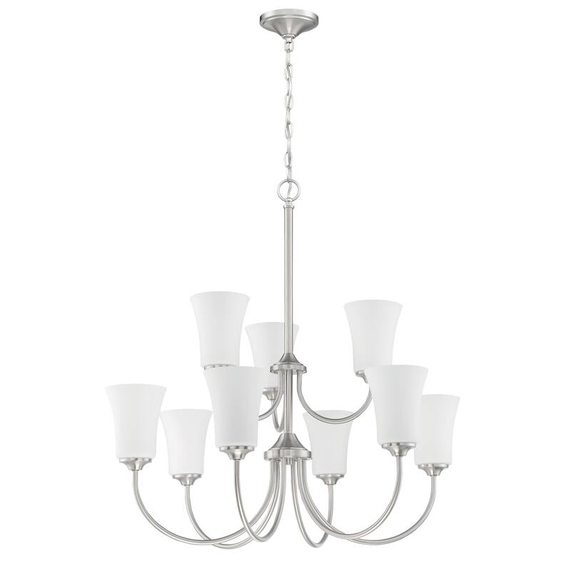 Craftmade Gwyneth Chandelier - 9 - Brushed Polished Nickel (White Glass)