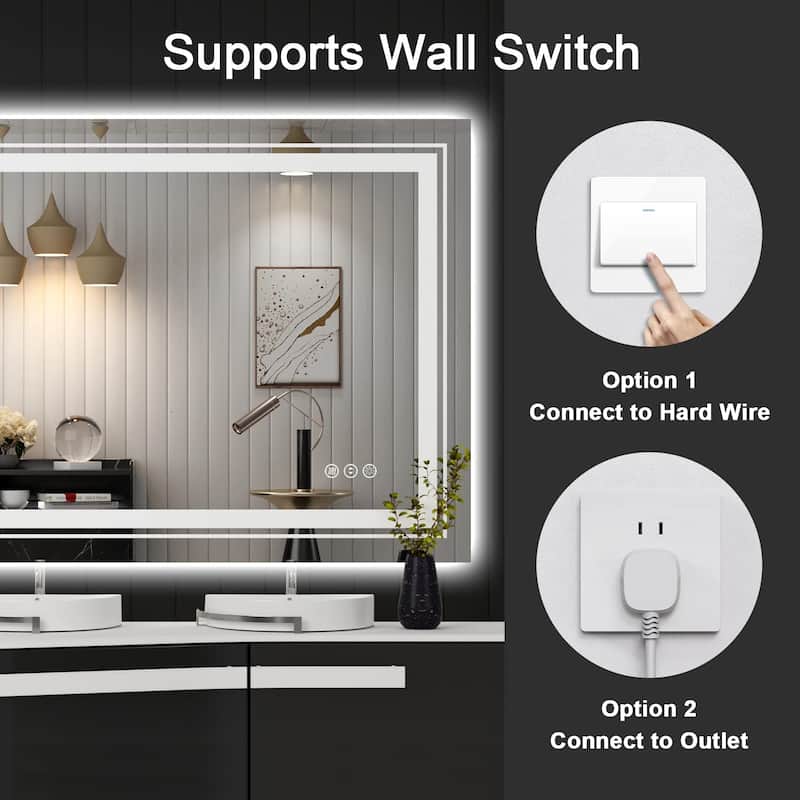24x32 Inch Frameless LED Bathroom Mirror,Smart Mirror - White
