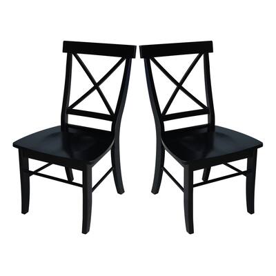 International Concepts Solid Wood X-back Dining Chairs, Set of 2