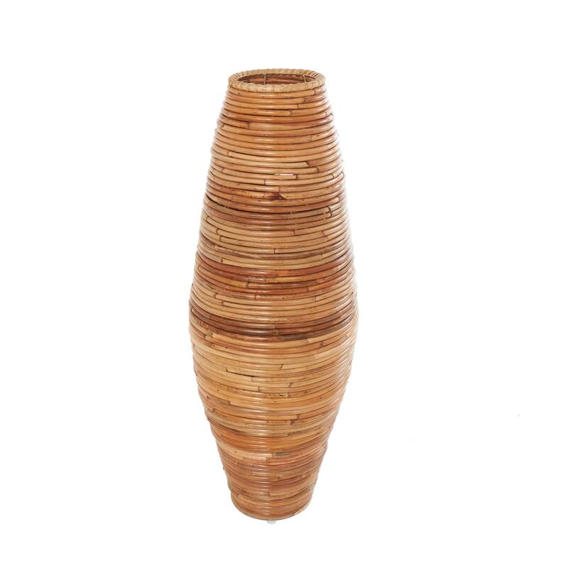 Brown Rattan Handmade Tall Wrapped Decorative Vase