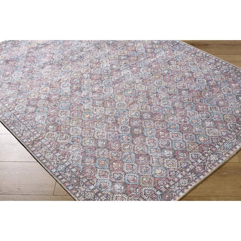 Livabliss Traditional Vinny Diamond Washable Area Rug