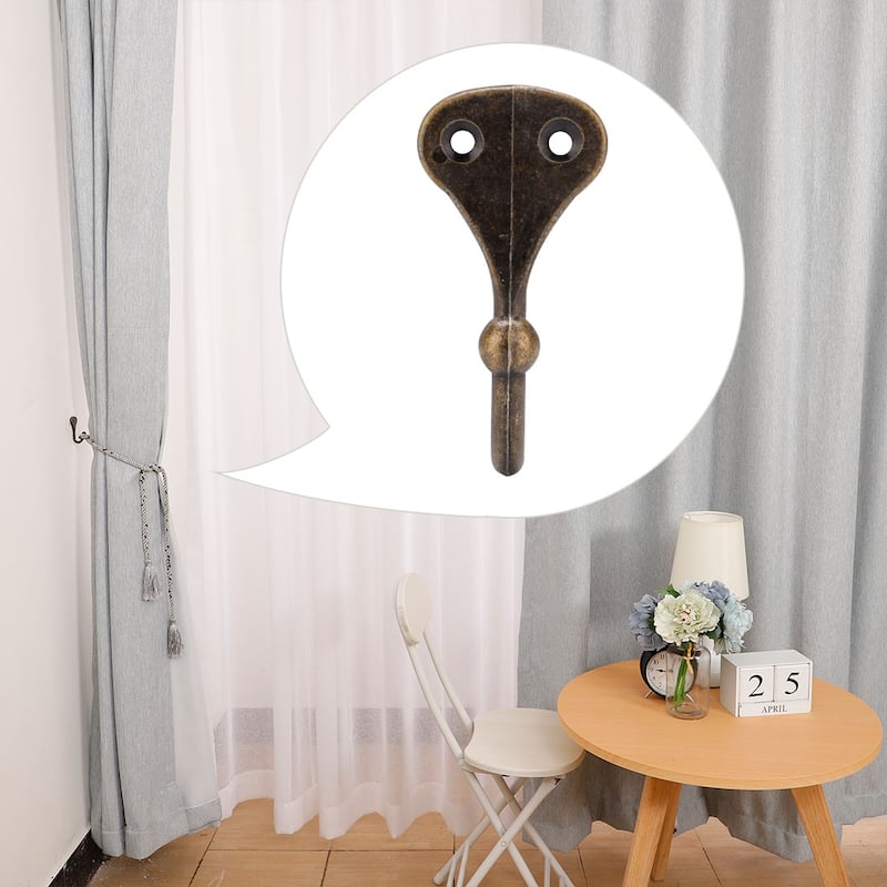 Curtain Tieback Hook Zinc Alloy Hanger Wall Holdbacks Holders 4pcs - Bronze Tone - 2.48" x 1.18" x 1.22"