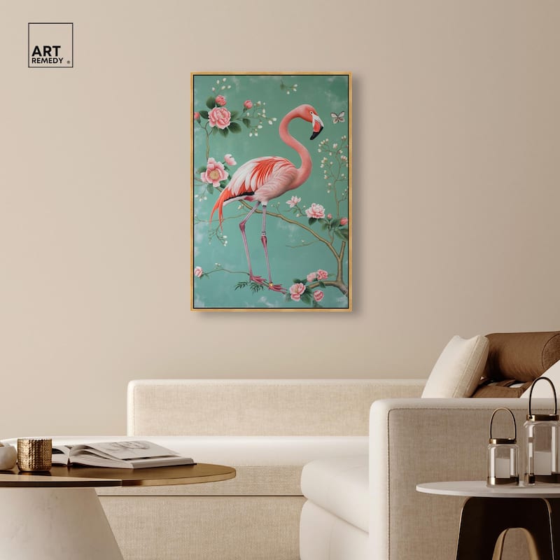 Flamingo's Fable Canvas by Art Remedy