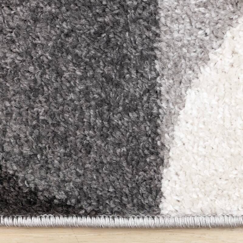 Ellis Collection - Mid-Century Modern Grey Black White Area Rug