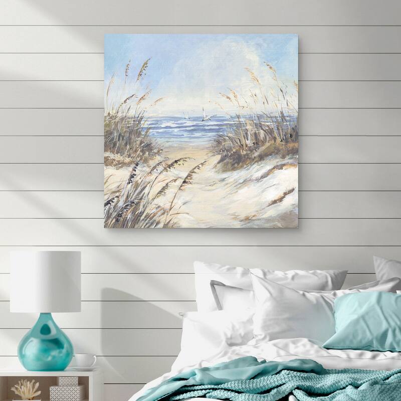 Beach Grass Seagulls by Susan Winget Canvas Art Print