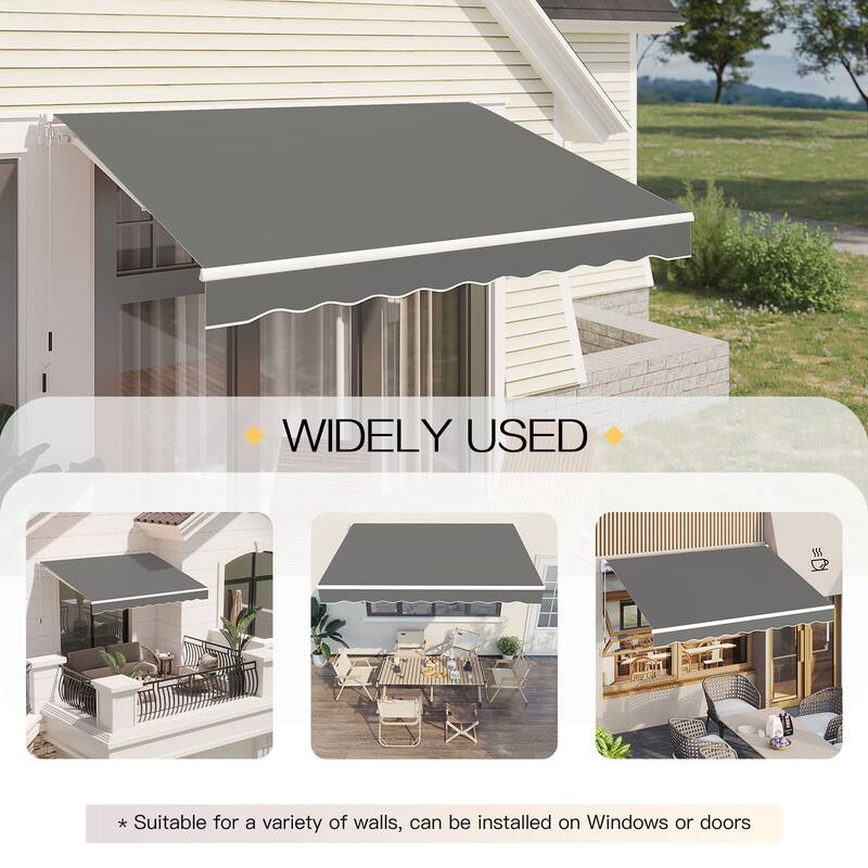 AECOJOY Manual Retractable Patio Awning Outdoor Sunshade Shelter (Cover Only)