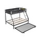 preview thumbnail 7 of 7, Black Twin over Full Metal Bunk Bed with Trundle, Noise-Free Wood Slats, Textilene Guardrail