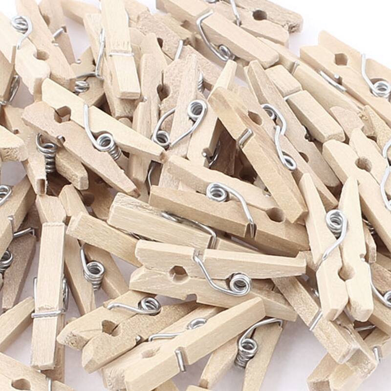 60Pcs Household Wooden Nonslip Multipurpose Clothing Clothespins Clips - Wood Color - 1" x 0.12"(L*W)