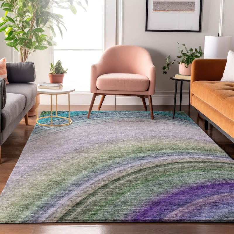 Premium Washable Super Soft Contemporary Arches Mayfield Rug - Teal - 3' x 5' - Rectangle