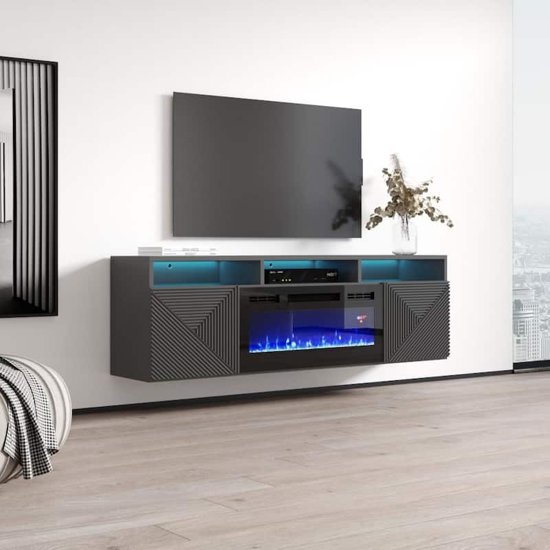 Giza EF Wall Mounted Electric Fireplace Modern 63" TV Stand