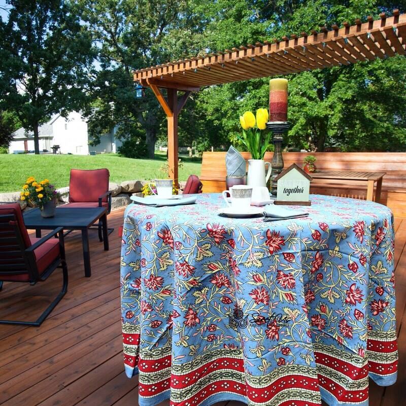 Cotton Floral Exuberance Tablecloth Round, Rectangle