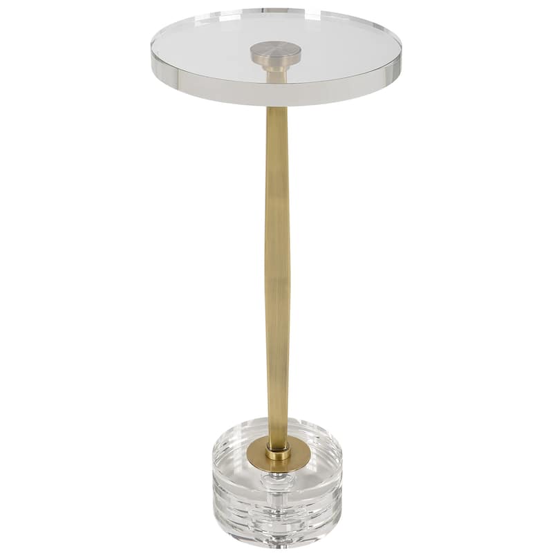 Uttermost 22908 Groove 10" Wide Crystal Top and Iron Accent Table - Crystal