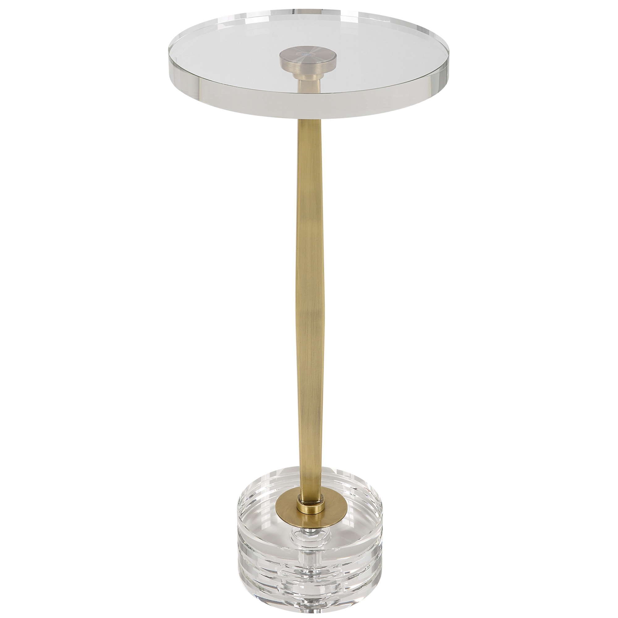 Uttermost 22908 Groove 10" Wide Crystal Top and Iron Accent Table