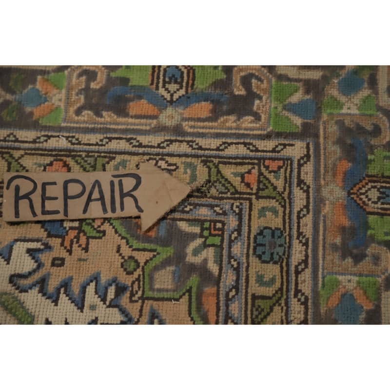 Hand Knotted Oriental 100% Wool Carpet Traditional Floral Peach Tabriz Area Rug - 11' 9'' X 8' 10''