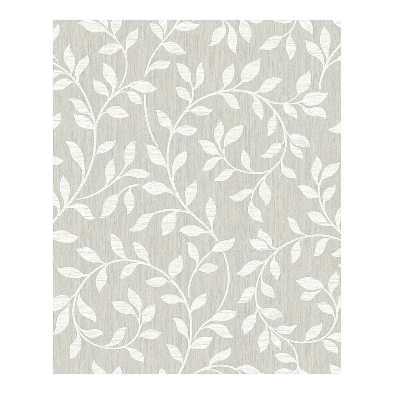 Advantage Torrey Light Grey Leaf Trail Wallpaper - 20.5 x 396 x 0.025