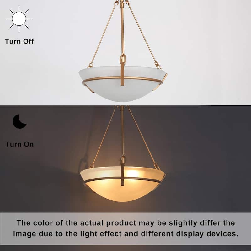 Modern Glam 3-Light Gold Chandelier Frosted Glass Pendant Lights for Dining Room - 12" D x 16.5" H